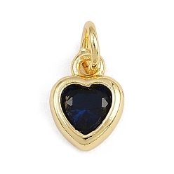 Настоящее золото 18K Латунь с кубическим цирконием подвеской, сердце прелести, с целью перехода в кольце, стойки покрытие, долговечный, без свинца и без кадмия, реальный 18 k позолоченный, 9.5x7x3 мм, отверстие : 3.5 мм