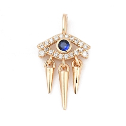 Настоящее золото 18K Латунные микро проложить кубического циркония подвески, глаз, реальный 18 k позолоченный, 21x11.5x4 мм, отверстие : 3 мм