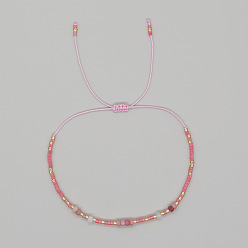 Rhodonite Bohemian Faceted Rondelle Natural Rhodonite and Glass Heishi Braided Bead Bracelets for Women, 11.02 inch(28cm)