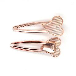Розовое Золото Железная аллигатора заколки фурнитура, для эмали, сердце, розовое золото , 70x28 мм