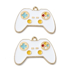 Белый Стойки обшивки сплава эмали подвески, без никеля , Брелок для дистанционного управления игровой консоли, золотые, белые, 18x26x1.5 мм, отверстие : 1.4 мм