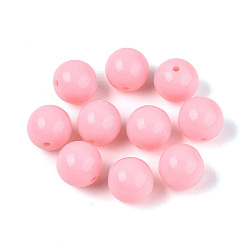 Pink Непрозрачные акриловые бусины, круглые, розовые, 11.5~12 мм, отверстие : 1.8 мм, Около 550 шт / 500 г