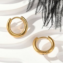 Золотой 202 обруч серьги из нержавеющей стали замке, гипоаллергенные серьги, с 316 хирургическим стержнем из нержавеющей стали, ионное покрытие (ip), золотые, 14x2.5 мм