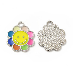 Разноцветный Подвески из эмали и сплава, , платина, красочный, 18.5x16x1 мм, отверстие : 2 мм