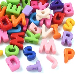 (52) Непрозрачная лаванда Непрозрачный акрил европейского бисера, бусины с большим отверстием, буквы, разноцветные, 21x11~26x11.5~12 мм, отверстие : 6 мм, Около 166 шт / 500 г