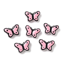 Pink Прозрачные стеклянные эмалевые бусины, бусины ручной работы, бабочка, окрашенная и подогревом, розовые, 10x14~14.5x6~6.5 мм, отверстие : 1 мм