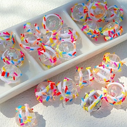 Разноцветный Акриловые бусины, бусины ручной работы, круглая с цветком, красочный, 16 мм, отверстие : 3 мм