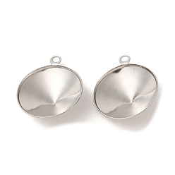 Нержавеющая Сталь Цвет 304 подвеска из нержавеющей стали с заостренной задней частью и стразами, конус, полированный, цвет нержавеющей стали, пригодный для стразов 11.5 мм, 14.5x12.5x4 мм, отверстие : 1 мм