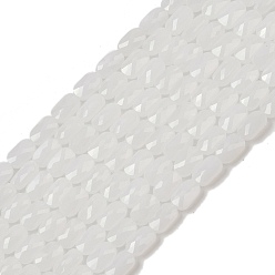 Белый Стеклянные бусины, имитация нефрита , прямоугольные, граненые, белые, 7x4.5x3.5 мм, отверстие : 0.9 мм, около 79~80 шт / нитка, 21.65''~22.24'' (55~56.5 см)