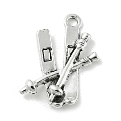 Античное Серебро Сплавочные подвески тибетского стиля, спортивное оборудование, никель, античное серебро, 23x17x3.5 мм, отверстие : 1.8 мм