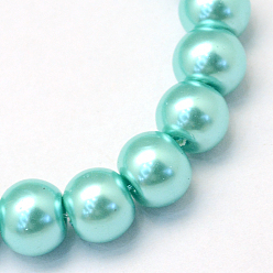 Turquoise Baking Painted Pearlized Glass Pearl Round Bead Strands, Turquoise, 4~5mm, Hole: 1mm, about 210pcs/strand, 31.4 inch
