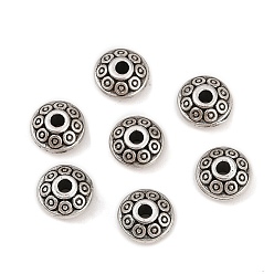 Thailand Sterling Silver Plated Сплавочные овальные бусины тибетского стиля , рондель, без кадмия и без свинца, Таиланд, стерлинговое серебро, покрытие, 7.5x4.5 мм, отверстие : 1.8 мм