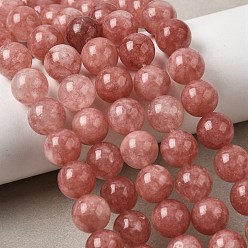 Светло-Коралловый Бусины из натурального белого нефрита, окрашенные, круглые, свет коралловый, 10~10.5 мм, отверстие : 1 мм, около 37 шт / нитка, 14.69~15'' (37.3~38.1 см)