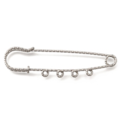 Нержавеющая Сталь Цвет 304 булавки из нержавеющей стали для броши, булавки для килта с четырьмя петлями для изготовления лацканов, цвет нержавеющей стали, 19.5x70.5x5.5 мм, отверстие : 2 мм