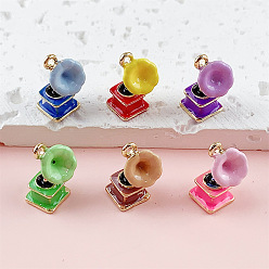 (52) Непрозрачная лаванда Подвески из эмали и сплава, подвески для фонографа, золотые, разноцветные, 16x9x8 мм, отверстие : 1.4 мм