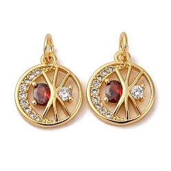 Настоящее золото 18K Латунные микро проложить кубического циркония подвески, плоская круглая с подвесками в виде пауков, долговечный, без кадмия и без свинца, стойки покрытие, с целью перехода в кольце, реальный 18 k позолоченный, 13.5x11.5x2 мм, отверстие : 3.5 мм