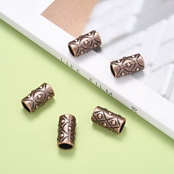Red Copper Tibetan Style Alloy Beads, Tube, Red Copper, Lead Free & Cadmium Free, 17x10mm, Hole: 7mm