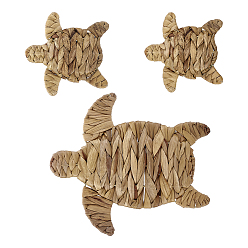 Цвет Древесины Декоративная фигурка черепахи из соломы и железа., украшения для дома, фотография опора, деревесиные, 140~272x137~243x12~15 мм, 3 шт