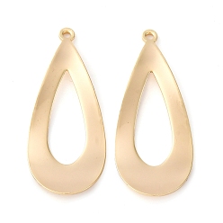 Настоящее золото 18K Латунные подвески, без кадмия, без никеля и без свинца, слеза, полый, реальный 18 k позолоченный, 35x15x0.8 мм, отверстие : 1.5 мм