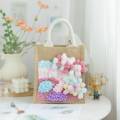 Бледно-фиолетовый Красный Наборы для вышивки мешков из льна своими руками для начинающих, включая пряжу, игольчатая ручка, инструкция, бледно-фиолетовый красный, 230x150 мм