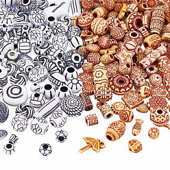 Mixed Color 2 Style Antique Style Acrylic Beads, Mix-shaped, Mixed Color, 80g/style