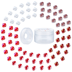 Red DIY AB Color Plated Bead Stretch Bracelet Making Kits, Including Electroplate Glass Beads and Strong Stretchy Beading Elastic Thread, Red, Beads: 7.5x7.5mm, Hole: 1.5mm, 200pcs/set, Thread: 0.8mm, about 10m/roll, 1roll/set