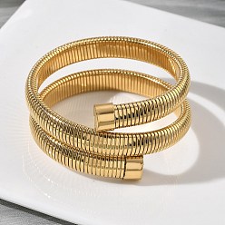 Золотой 304 браслеты-змейки из нержавеющей стали, широкие браслеты, золотые, внутренний диаметр: 2-1/8 дюйм (5.5 см)