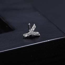 Letter Y Серьги-гвоздики из платиновой латуни с микропаве и цирконием, Начальная буква, Письмо Y, нет размера