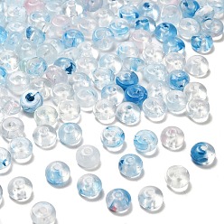 Небесно-голубой Прозрачные акриловые бусины, плоско-круглые, голубой, 9x5 мм, отверстие : 2 мм, Около 1650~1680 шт / 500 г