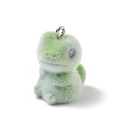 Tortoise Кулоны из флокированной смолы, с железной платиной петлей, черепаха, 26.5x15x20 мм, отверстие : 2 мм