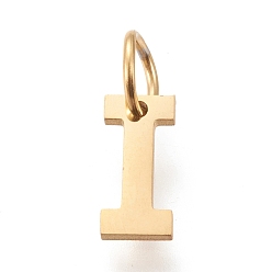 Letter I 304 подвески из нержавеющей стали, с прыжковых колец, ручная полировка, золотые, letter.i, 10x5x1 мм, отверстие : 4.5 мм