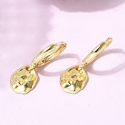 Настоящее золото 18K Самородки латунные серьги-кольца, долговечный, стойки покрытие, без свинца и без кадмия, реальный 18 k позолоченный, 25x8.5 мм