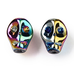 Разноцветный Стеклянные бусины с гальваническим покрытием , череп, красочный, 10x8x7.5 мм, отверстие : 1 мм, около 65 шт / нитка, 25.59'' (65 см)