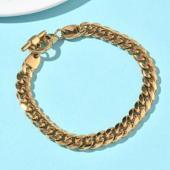 Настоящее золото 18K 304 браслеты из нержавеющей стали с кубинскими звеньями для женщин, с Переключить застежками, ионное покрытие (ip), реальный 18 k позолоченный, 8.46 дюйм (21.5 см)