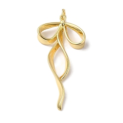 Настоящее золото 18K Стойки обшивки латунные подвески, с целью перехода в кольце, долговечный, без свинца и без кадмия, бантом, реальный 18 k позолоченный, 41.5x20.5x5.5 мм, отверстие : 3 мм