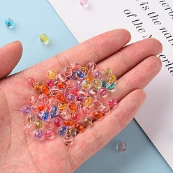 Mixed Color Transparent Acrylic Beads, Round, Faceted, Mixed Color, 6x5.5mm, Hole: 1.4mm, about 4160pcs/500g