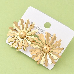 Настоящее золото 18K 304 из нержавеющей стали серьги, цветок, ионное покрытие (ip), реальный 18 k позолоченный, 29 мм