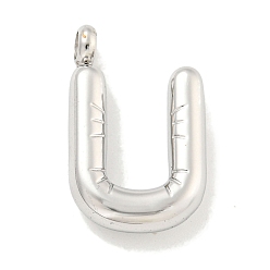Letter U Не тускнеющие 304 подвески из нержавеющей стали, буквенное очарование, цвет нержавеющей стали, Буква U, 25x15.5x5.5 мм, отверстие : 3 мм