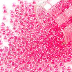 (978) Translucent Luminous Neon Pink Тохо 8/0 круглые бусины, японский бисер, (978) полупрозрачный светящийся неоновый розовый, 8/0, 3 мм, отверстие : 1 мм, Около 222 шт / 10 г