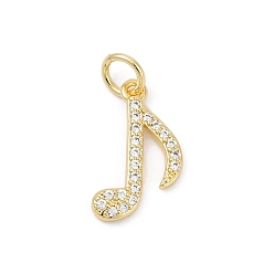 Настоящее золото 18K Кулон из циркония, прелести музыкальных нот, долговечный, без свинца и без кадмия, стойки покрытие, с целью перехода в кольце, реальный 18 k позолоченный, 15.5x10x2 мм, отверстие : 3.5 мм