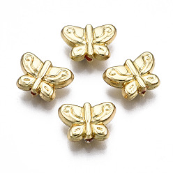 Light Gold Rack Plating Alloy Beads, Cadmium Free & Lead Free, Butterfly, Light Gold, 7.5x11x4mm, Hole: 1.2mm