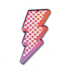 Pink Подвески из непрозрачного акрила с двусторонней печатью, удар молнии, розовые, 52.5x29x2.5 мм, отверстие : 1.6 мм