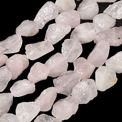 Quartz Rose Brins naturels bruts de perles de quartz rose, nuggets, 13.5~17x11.5~13.5x6.5~11mm, Trou: 1mm, Environ 14~16 pcs/chapelet, 7.68~7.87'' (19.5~20 cm)