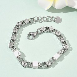 Говлит Браслеты-цепочки из натурального говлита для женщин, кубические, с 201 нержавеющей сталью и 304 фурнитурой из нержавеющей стали, 7-1/2 дюйм (19.2 см)