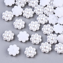 White ABS Plastic Imitation Pearl Cabochons, Flower, White, 9.5x4mm, about 1000pcs/bag