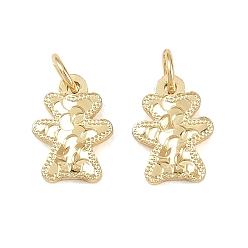 Медведь Латунь прелести, стойки покрытие, долговечный, без кадмия и без свинца, реальный 18 k позолоченный, с целью перехода в кольце, медведь, 9.5x7x1.5 мм, отверстие : 2 мм