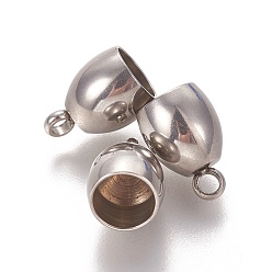Нержавеющая Сталь Цвет Устойчивы к потускнению 201 наконечники шнура из нержавеющей стали, Торцевые крышки, баррель, цвет нержавеющей стали, 11x8 мм, отверстие : 2.2 мм, внутренний диаметр: 6 мм