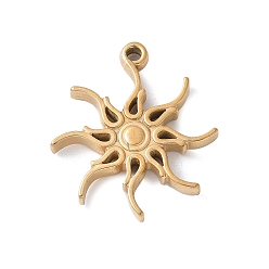 Настоящее золото 18K 304 подвески из нержавеющей стали, солнечные чары, вакуумное покрытие pvd, реальный 18 k позолоченный, 22.5x20x3 мм, отверстие : 1.6 мм