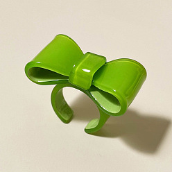 Зеленый лайм Открытые кольца-манжеты из смолы для женщин, бантом, зеленый лайм, внутренний диаметр: 18 мм