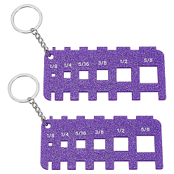 Темная Орхидея 2 акриловая линейка и 2 железные разъемные брелоки, измерительный инструмент для швейных проектов, с блеском порошок, темные орхидеи, 51x111x2.2 мм, отверстие : 5.5 мм